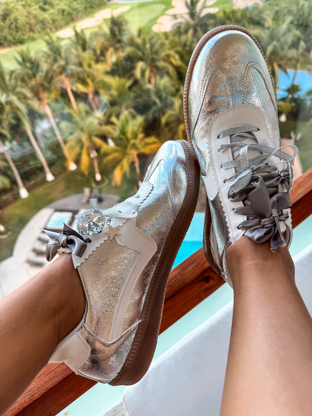 Zebra Charming Silver Sneakers