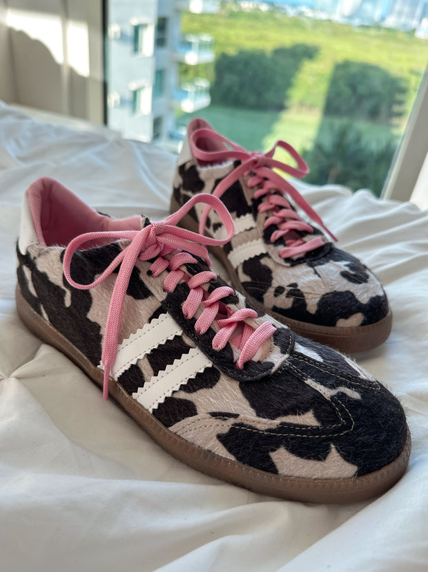 Sporty Valentina Brown Cow Print Sneakers