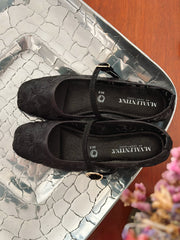 Mary Jane Flores Black Balerinas