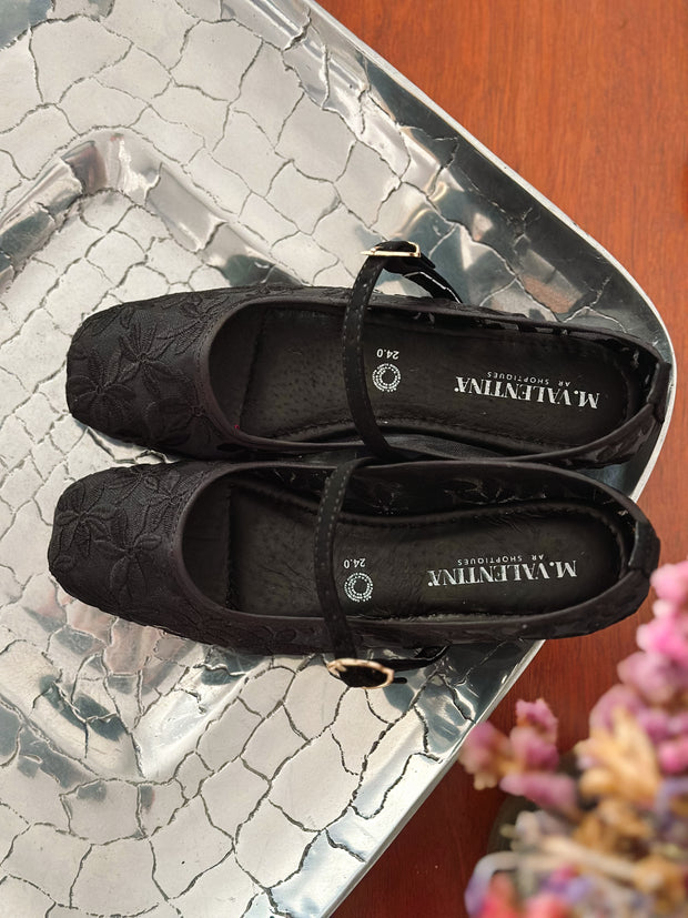 Mary Jane Flores Black Balerinas