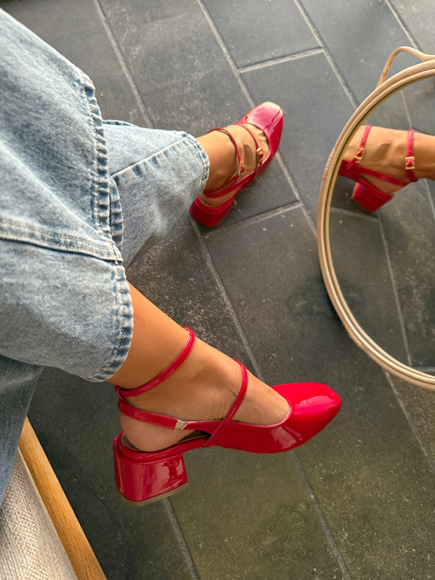 Mia Heels Mary Jane Tacón mini Rojo