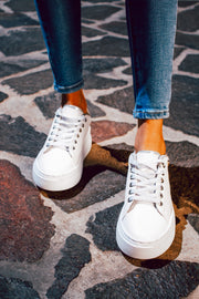 New York Shiny Laces Silver Sneakers