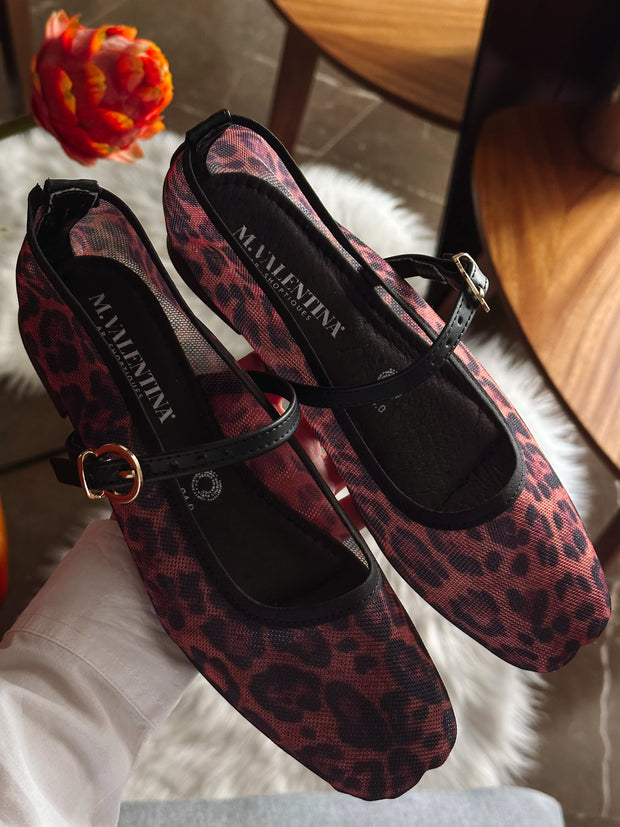 Mary Jane Leopard  Black Balerinas