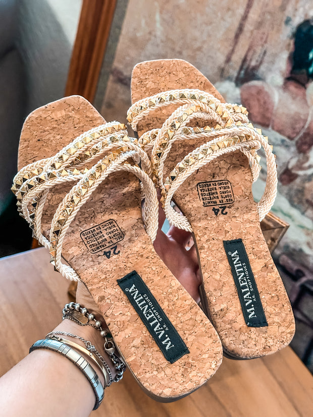 Roma Studs Latte Sandals