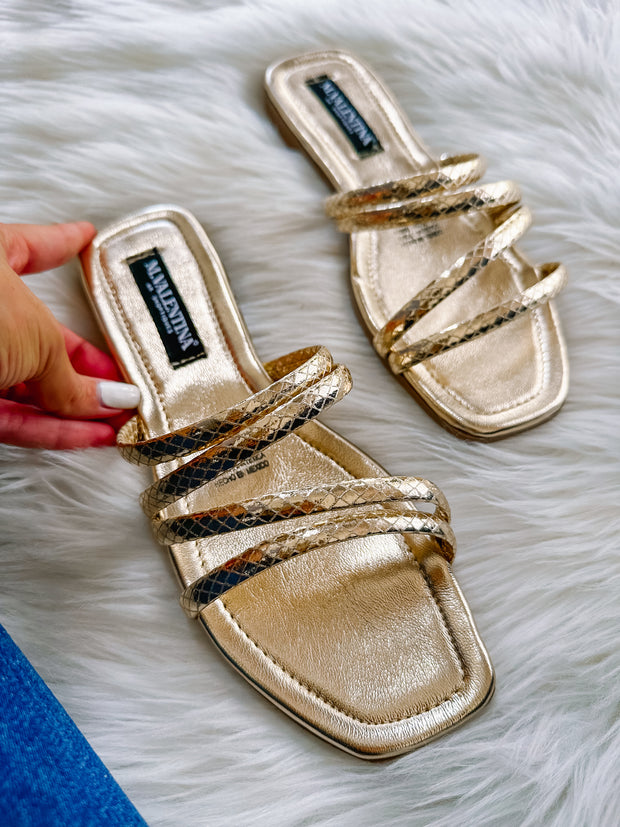 Clio Two Metallic Gold Sandals
