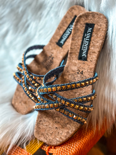 Roma Studs Blue Sandals