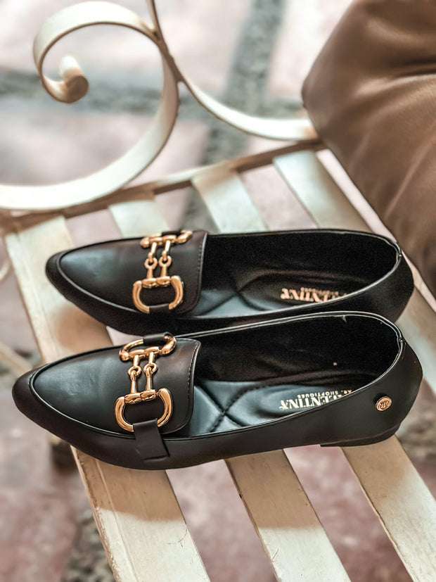 Bali Double Gold Iron Black Flats