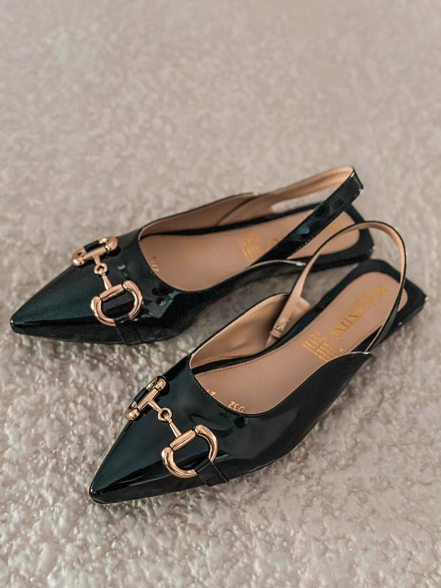 Gia Slingback Shiny Black Flats