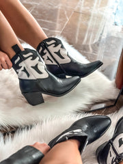 Luna White & Black Boots