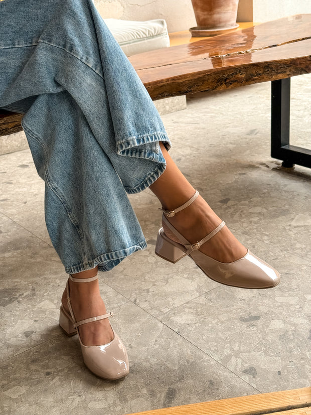 Mia Heels Mary Jane Tacón mini Nude
