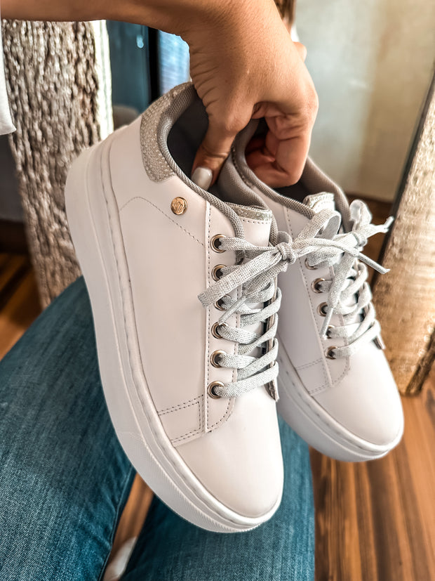 New York Shiny Laces Silver Sneakers