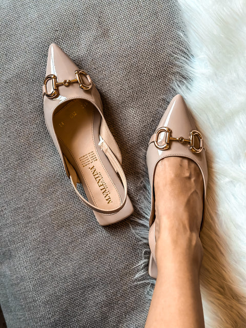 Gia Slingback Shiny Nude Flats