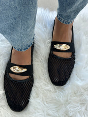 Roby Gold Black Flats