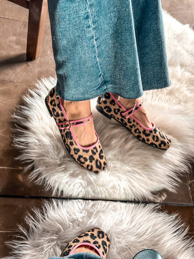 Mary Jane Leopard Pink Balerinas
