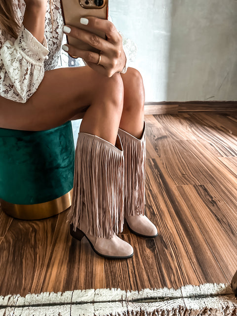 Texas Fringe Nude Boots