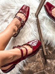 Mary Jane Flats Charol Vino