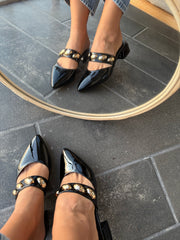 Mia Heels con cinto Tacón mini Negro