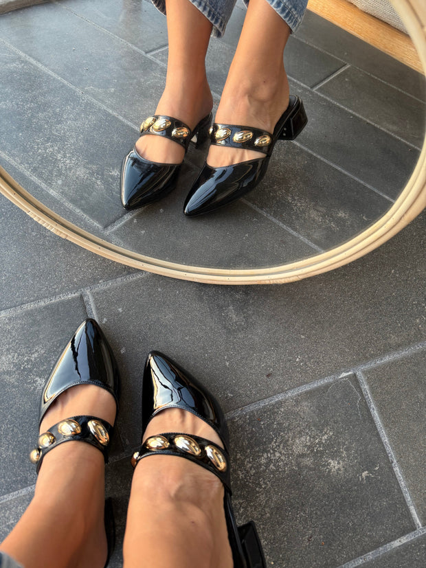 Mia Heels con cinto Tacón mini Negro