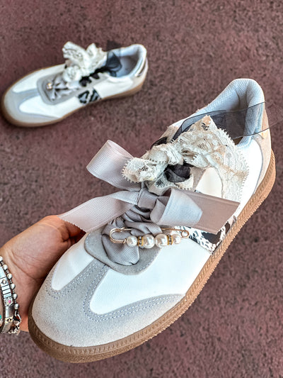 Leopard Charms Grey Sneakers