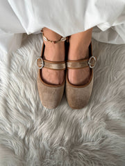 Baltimore Strap Beige Taupe Flats