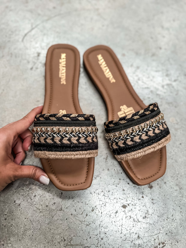 Aloha Comfy Black Gold Sandals