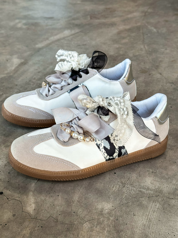 Leopard Charms Grey Sneakers