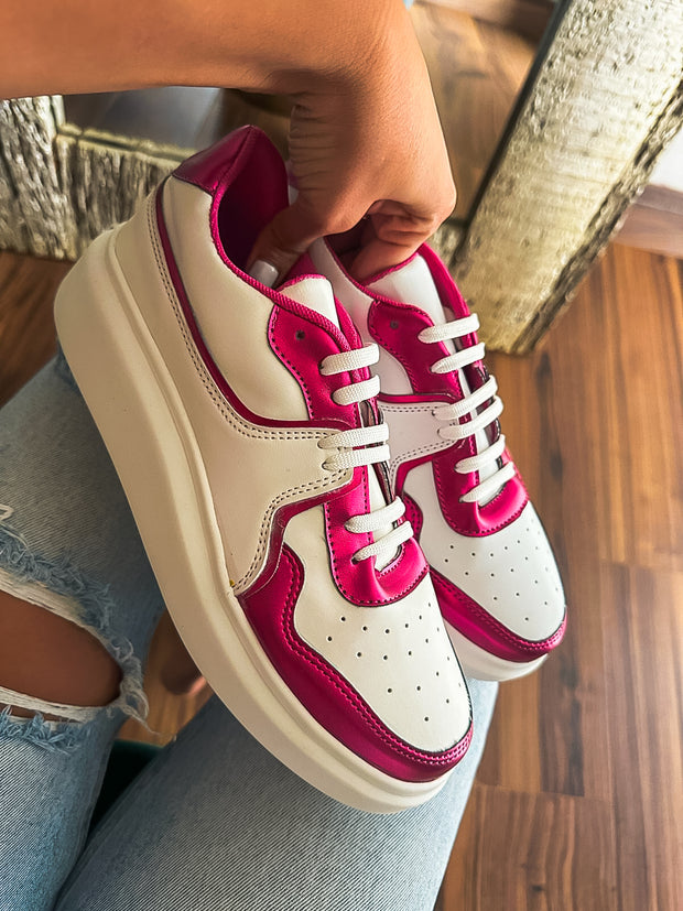 Alexandra White & Pink Sneakers