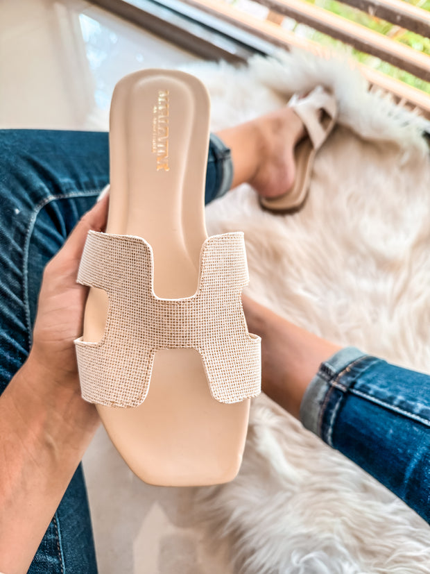 Hera Shiny Latte Sandals
