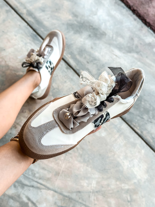 Leopard Charms Grey Sneakers