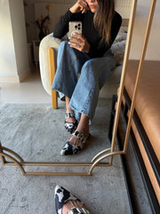 Dakota Cow Print Mules