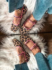 Mary Jane Leopard Pink Balerinas