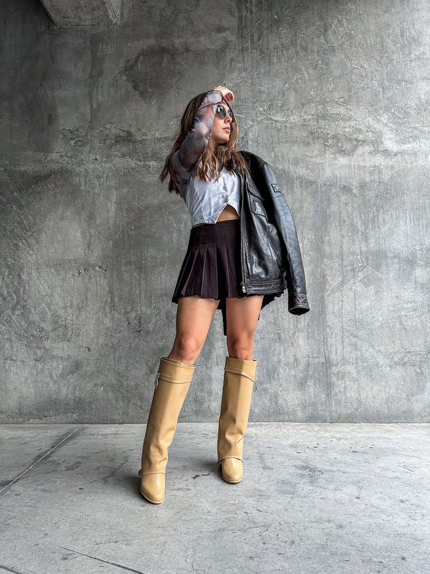 Valle Long Belt Camel Boots