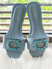 Palm Diamond Soft Colors Blue Sandals