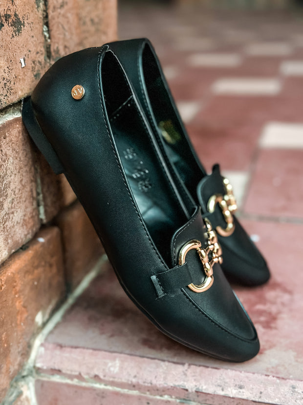 Bali Double Gold Iron Black Flats