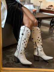 Moon Stars White Boots