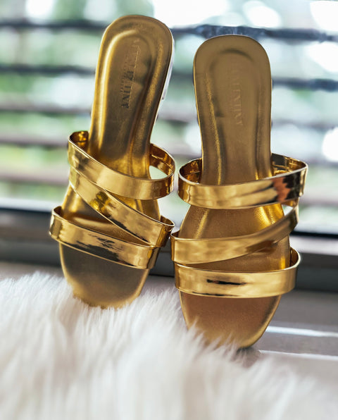 Malibu Metallic Gold Sandals