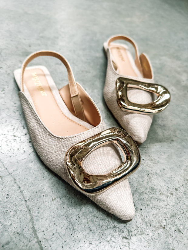 Lisboa Linen Slingback Flats