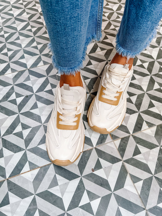 New York Sneakers Ivory detalles Camel