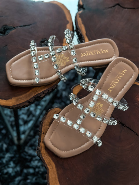 Hawaii Diamond Stones Nude Sandals