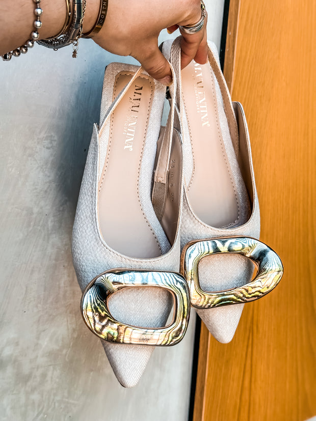 Lisboa Linen Slingback Flats