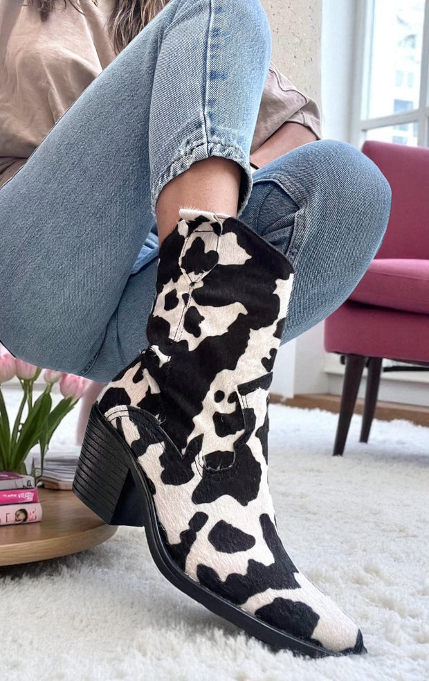 Cow Black & White Boots