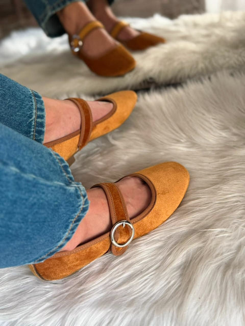 Baltimore Strap Brownish Orange Flats