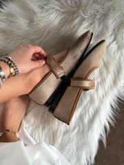 Baltimore Strap Beige Taupe Flats