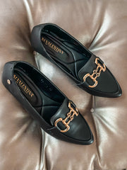Bali Double Gold Iron Black Flats
