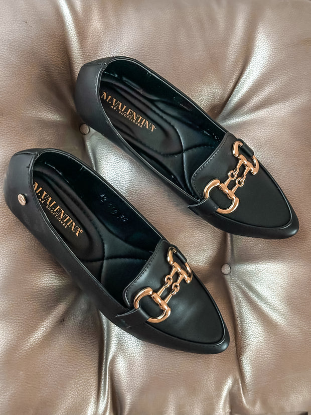 Bali Double Gold Iron Black Flats