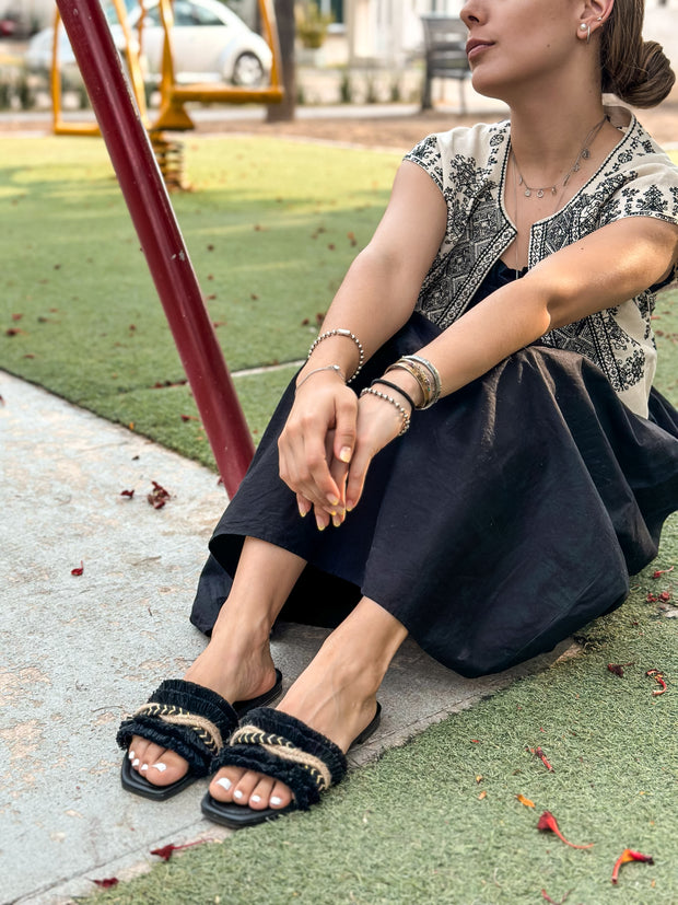 Braid Cancun Black Sandals
