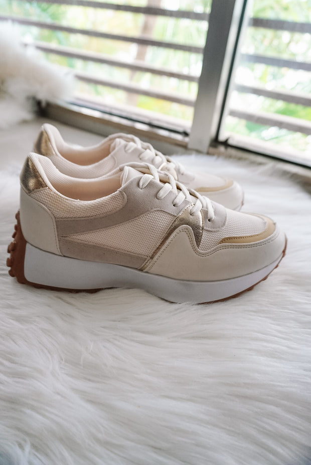 New Bronx  Latte & Gold Sneakers