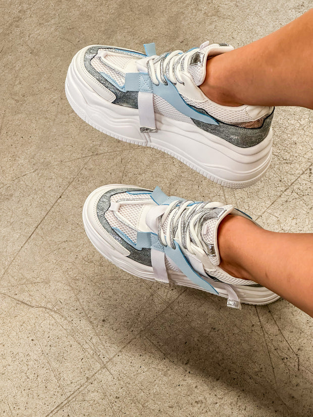 Manhattan White & Denim Blue Sneakers
