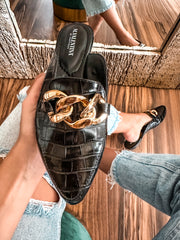 Corso Chain Black Coco Mules