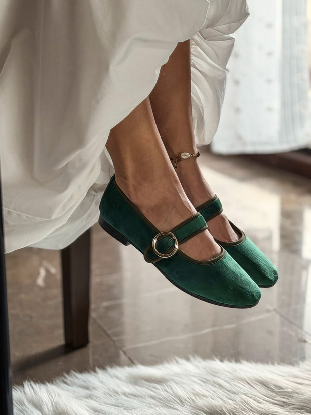 Baltimore Strap Bright Green Flats